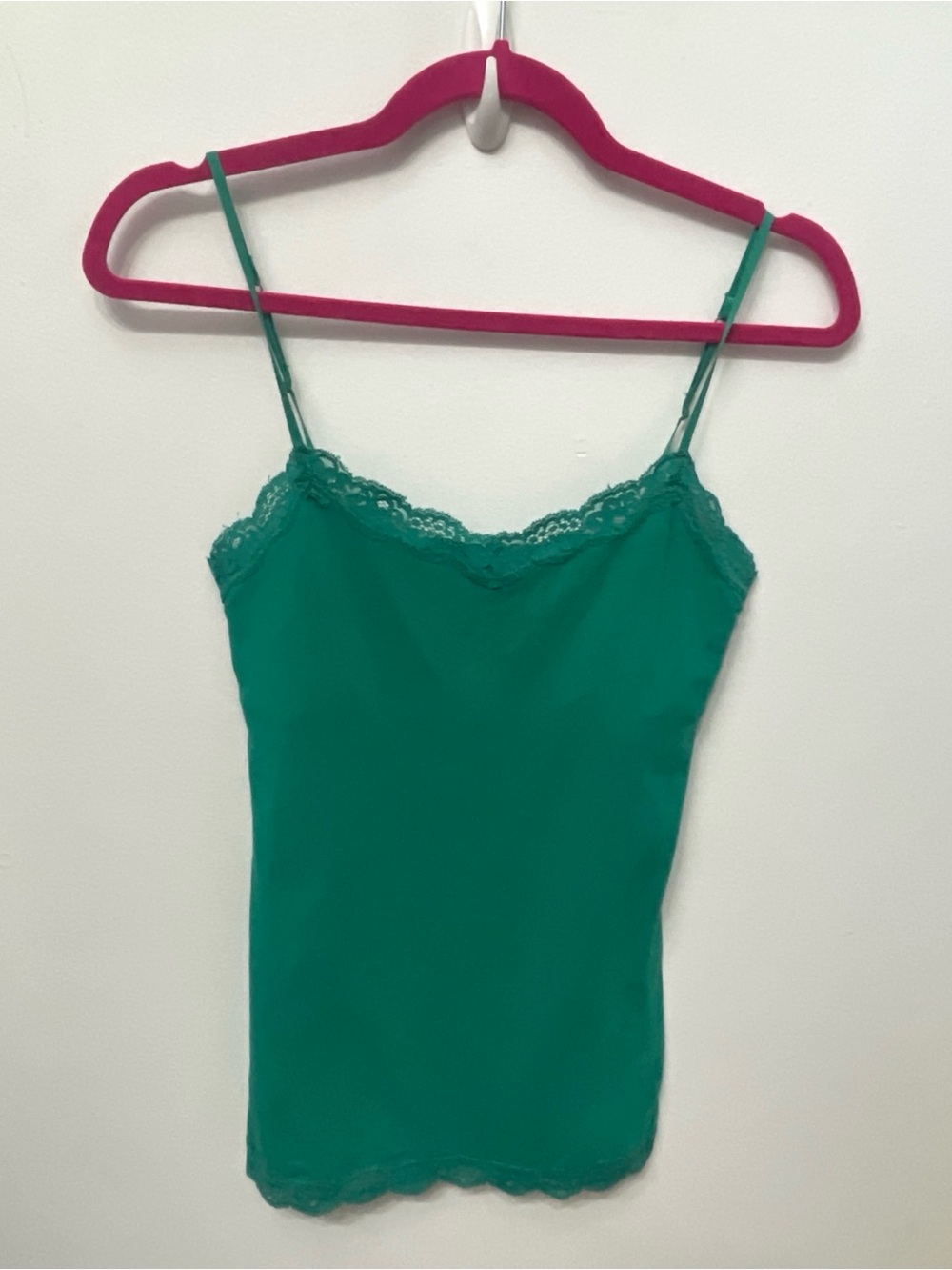Y2K Lace-Trim Green Camisole Tank Top